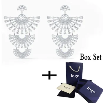 

2020 SWA Fashion New SPARKLING DANCE DIAL UP Pierced Earrings Charming And Dynamic Fan-Shaped Decoration Female Romantic Gift