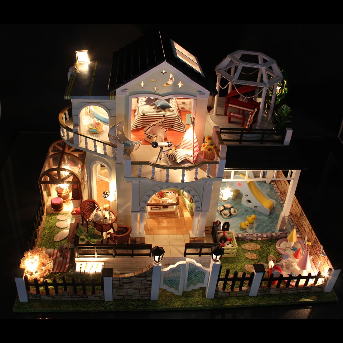 DIY креативный подарок ручной работы Тема деревянная кабина сборка модель здания игрушечный набор со светом и музыкой для более 14-Happy вместе