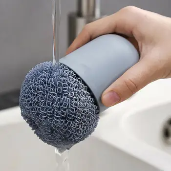 

Nano Cleaning Ball Household Wire Dishwashing Brush With Handle Tools Cleaning Kitchen Non-stick G9Y9
