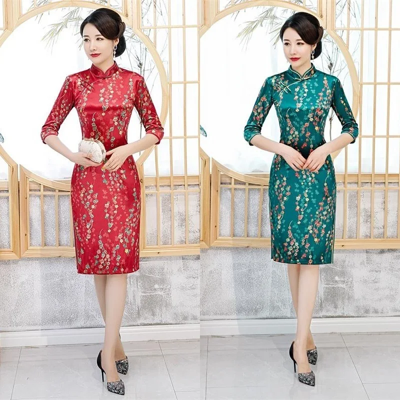 

Vestido De Debutante Cheongsam 2020 Manufacturers Spot Wholesale Daily Mother Grew Up In Hot Stamping 7 Minutes Of Sleeve Yards