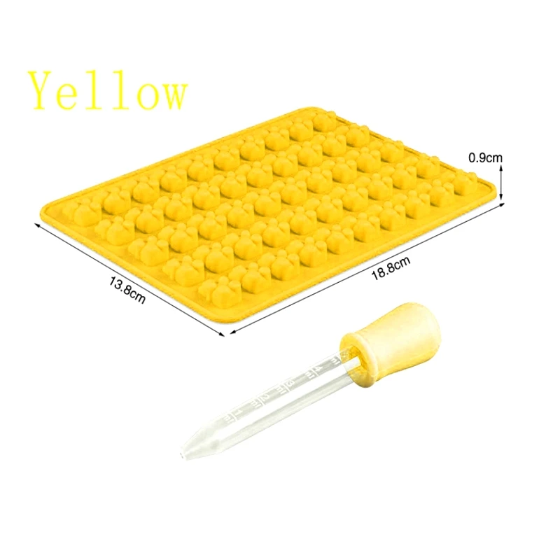 yellow set DIY Многофункциональные Силиконовые Инструменты для торта 1 Набор 50 полости силиконовые клейкие медведи шоколадные формы для конфет ледяной лоток желе формы - Цвет: yellow set