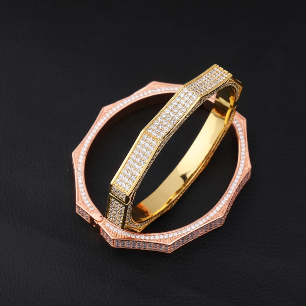 TOPGRILLZ Роскошный Iced Out Bling кубический циркон хип хоп розовое золото серебро многоугольный браслет Micro Pave AAA CZ камень хип хоп ювелирные изделия