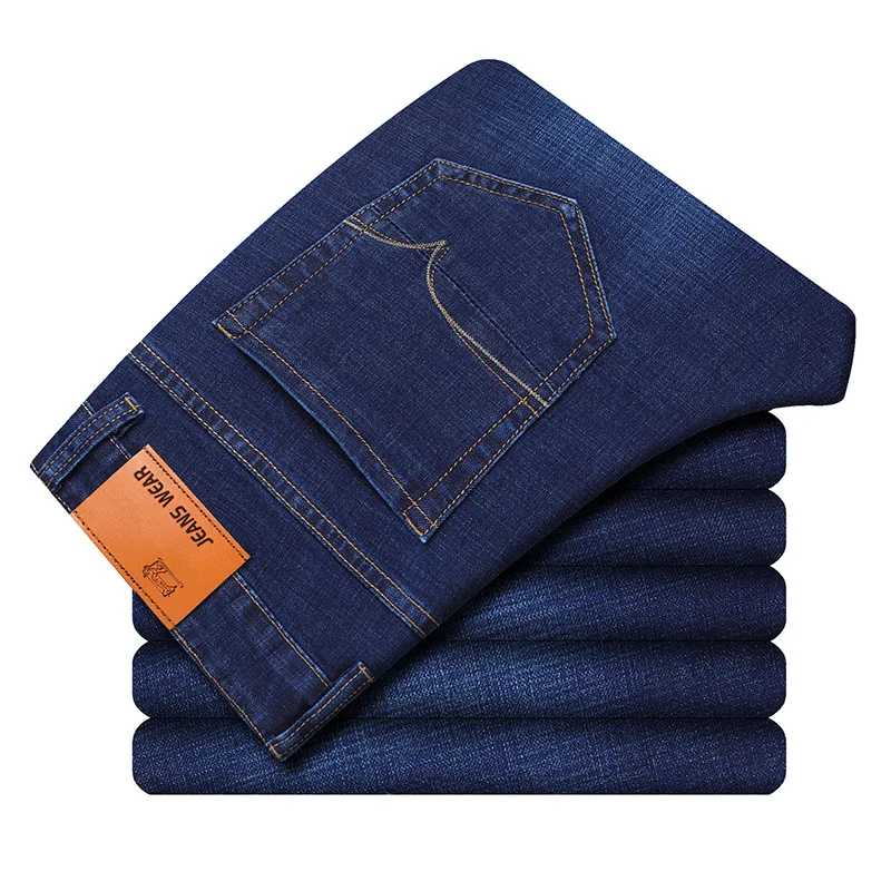 new Business Jeans Men Casual Straight Slim Fit Blue Jeans Male Stretch Thin Fashion Classic Denim Pants skinny jeans men