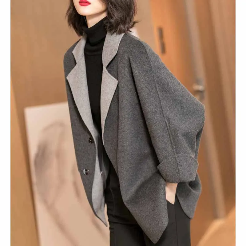 

2019 Winter New Style Fashion Elegant WOMEN'S Overcoat Loose-Fit Popular Woolen Jacket Women's Ozhouzhan Europe And America