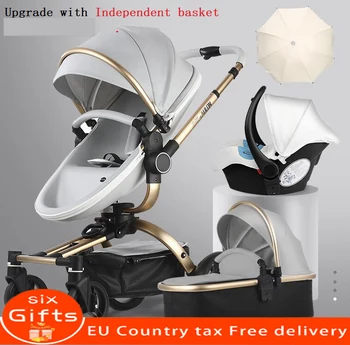 

free delivery! 2019aulon new luxury stroller 3-in-1 high landscape can sit reclining foldable European import stroller