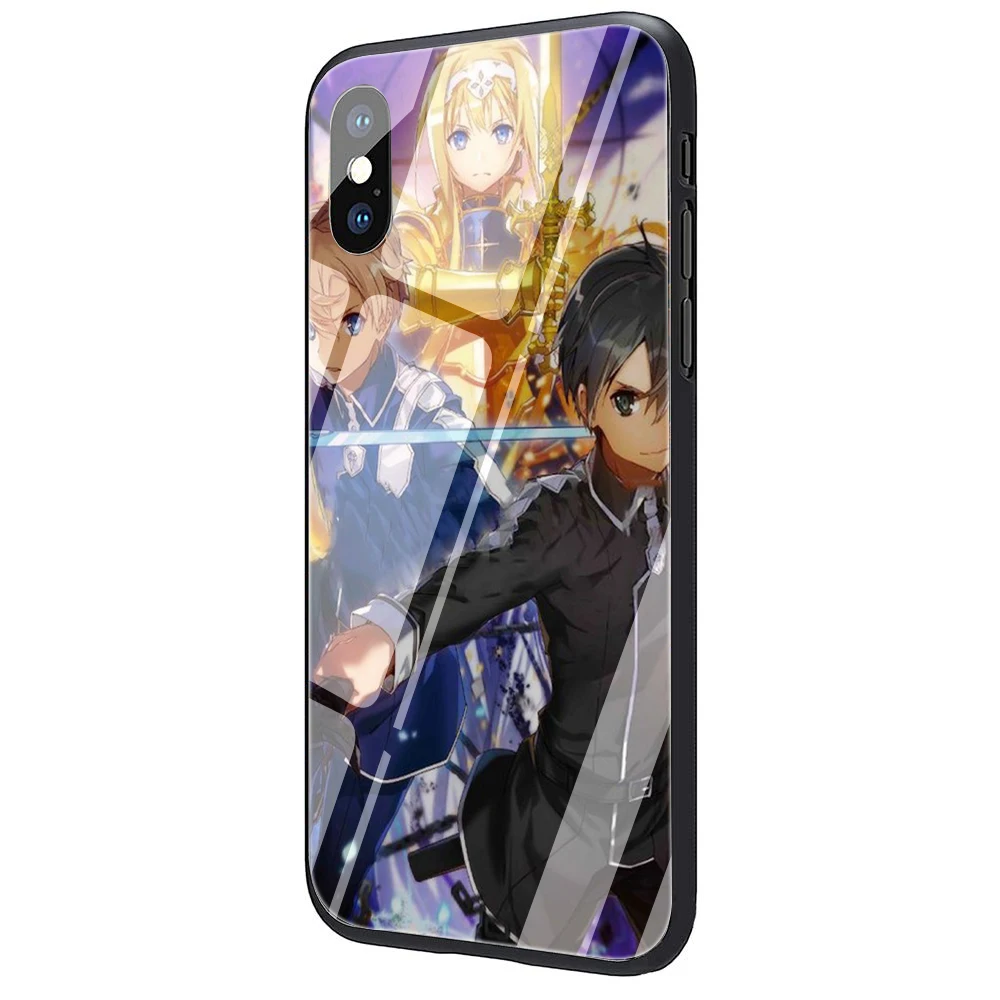 EWAU Sword Art Online Alicization закаленное стекло чехол для телефона чехол для iPhone 5 5S SE 6 6s 7 8 Plus X XR XS 11 Pro Max - Цвет: G1