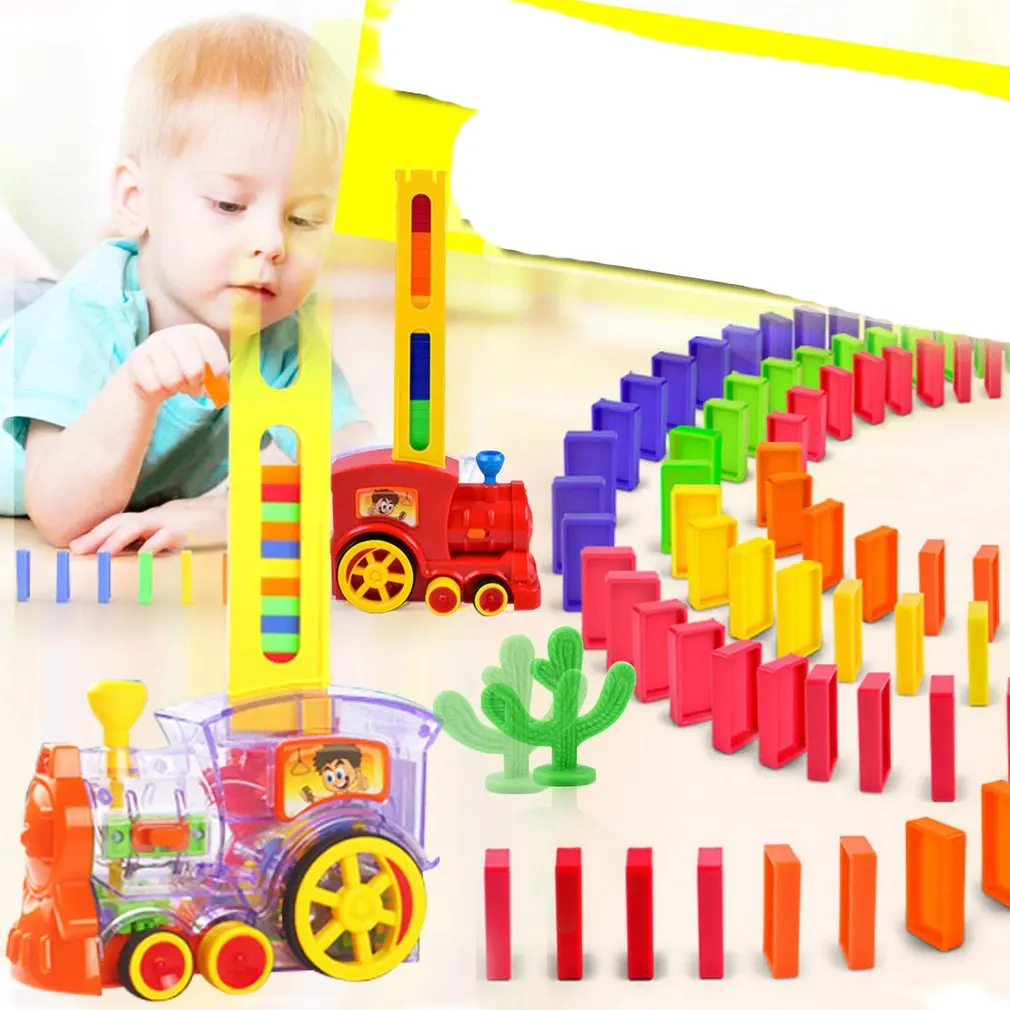 ГОРЯЧАЯ Детская домино поезд автомобильный комплект со звуковым светильник автоматический Эмиссионный набор блоков Лифт трамплин мост набор детские игрушки