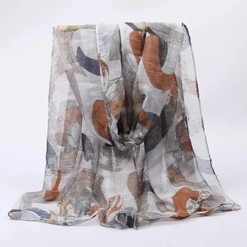 

L1070 New 2019 Fashion Spring Women Silk Scarfs Long Soft Scarves Flower Printed Female Summer Beach Shawl Summer Shawls