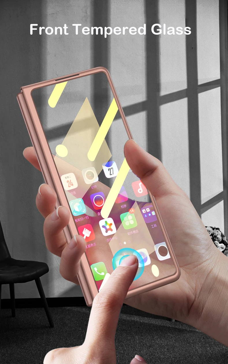 Z Fold 3 5G Phone Case 360 Full Screen Protection Tempered Glass Case For Samsung Galaxy Z Fold 2 Ultra Thin Matte PC Cover kawaii samsung phone cases