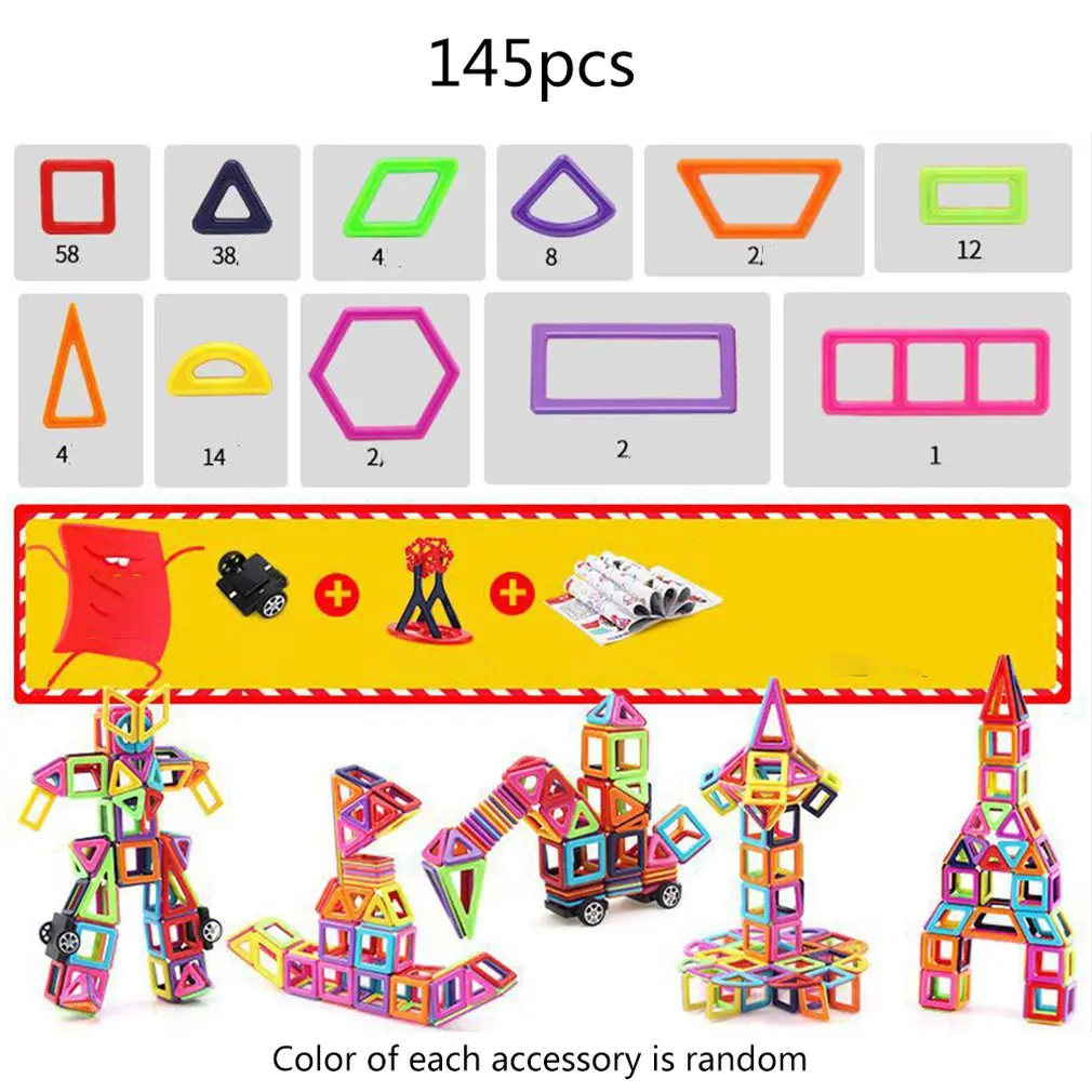 Магнитный конструктор, набор для строительства, модель и строительные игрушки, магнитные блоки, развивающие игрушки для детей - Цвет: Прозрачный