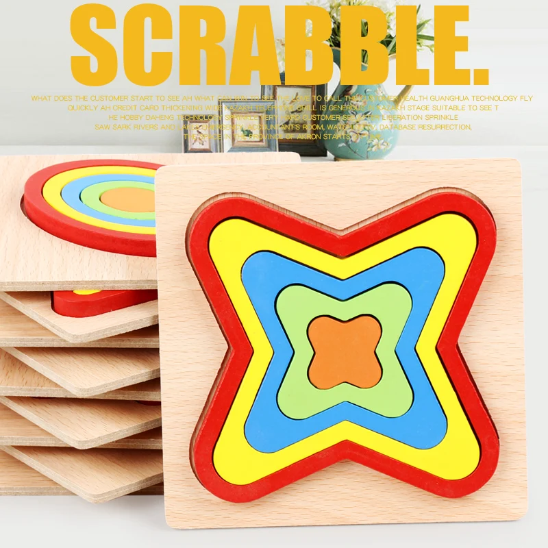 Многослойные деревянные пазлы Tangram Геометрические Цвета познание Ранние