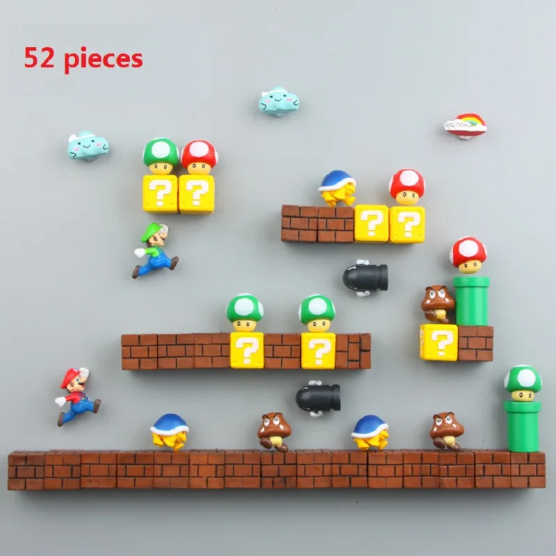 52 шт. 3D Super Mario Bros холодильник магниты на магнит стикер сообщений взрослого