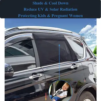 

2Pcs Car Sun Shade UV Protection Car Window Sunshade Car Curtain Side Window Mesh Sun Visor Summer Protection Window Film Black