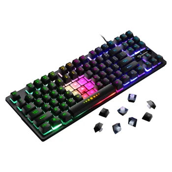 

87 Keys Computer Gaming Keyboard Luminous Wired Notebook Gaming Manipulator Keyboard USB Laptop Desktop Keypad Waterproof