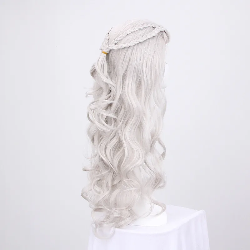 Daenerys Таргариен косплей парик Серый Длинные волнистые светлые волосы парики Игра престолов дракон мать Cos Хэллоуин костюм парик