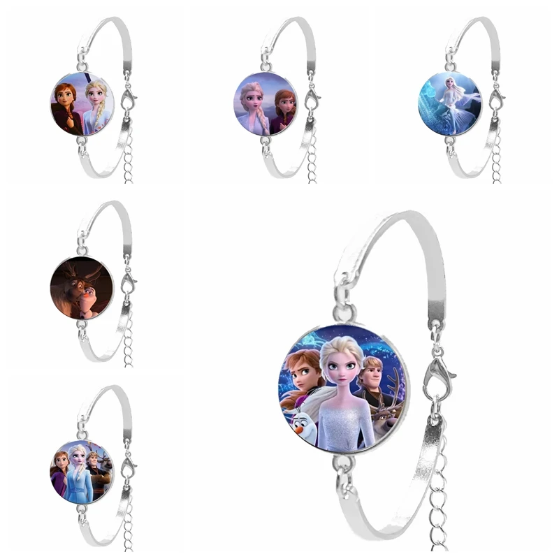 

2020 New Ice Snow Princess Snow Queen Bracelet Series Glass Convex Round Cute Ladies Bracelet for The Most Beautiful Girl Gift