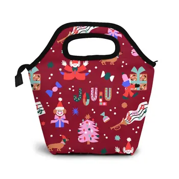 

Xmas Joy Lunch Bag Boxes Bags Portable Insulated Picnic Food Box for Women Men