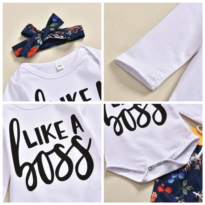 Одежда для новорожденных малышей как с надписью Boss боди; штаны повязка на голову, 3 предмета в комплекте одежда для маленьких мальчиков