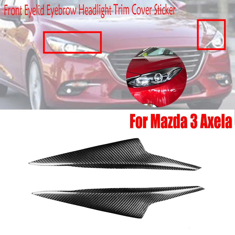 Carbon Fiber Front Headlight Eye Lid Eyebrow Trim Cover for Mazda 3 Mazda3 2014-2016