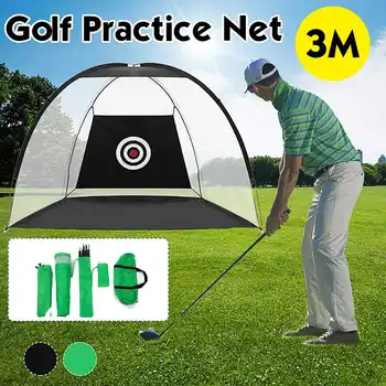 

3M Foldable Indoor Outdoor Golf Practice Net Golf Hitting Cage Garden Grassland Practice Tent Golf Training Aids Green/Black