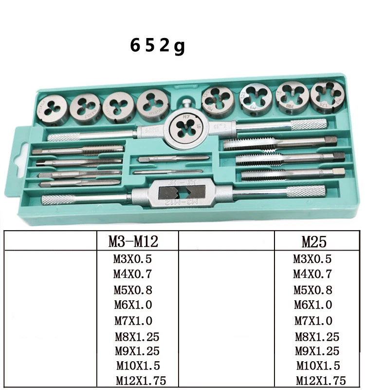 20pcs 20 шт. набор штампов крана 1/16 ''- 1/2'' NC резьбовые заглушки винта из углеродистой стали ручные винтовые инструменты M3-M12 титановое покрытие инструмент - Цвет: 20pcs