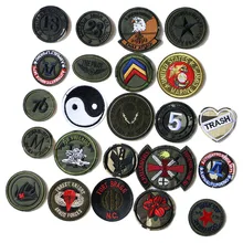 1 шт. круглые камуфляжные значки с цифрами, Бэтмен, буквы, звезды, медали нашивки DIY полосатая одежда Лоскутные наклейки на заказ значки