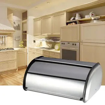 

Large Capacity Stainless Steel Bread Bin Kitchen Anti-dust Storage Container Easy To Clean Kitchen Accessories