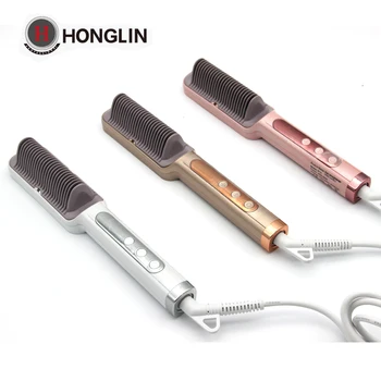 

Honglin Women Clectric Hair Straightener Brush Hot Comb 30S Fast Iron Ceramic Heating Hair Straightening Comb Styling Tools