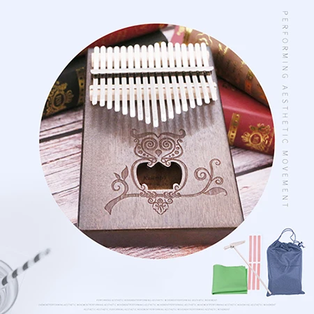 Retro Kalimba 17 клавишное пианино милая сова из массива дерева красное дерево калимба большого пальца пианино для начинающих подарок на день рождения - Цвет: Retro