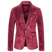 MJARTORIA 2019 Fashion Men's Large Size Floral Blazer Brand National Wind Navy Red Wine Men's Blazer Slim Suit Blazer New