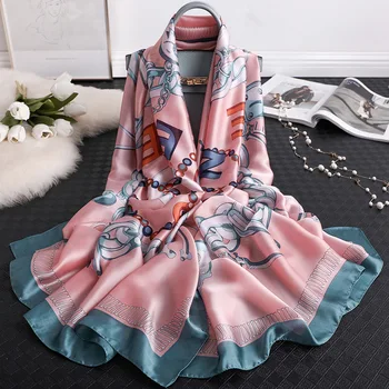 

2020 Luxury Brand Spring Summer New Style Silk Scarf Women Sun-resistant Beach Towel Soft Printed Shawl chiffon hijab scarves