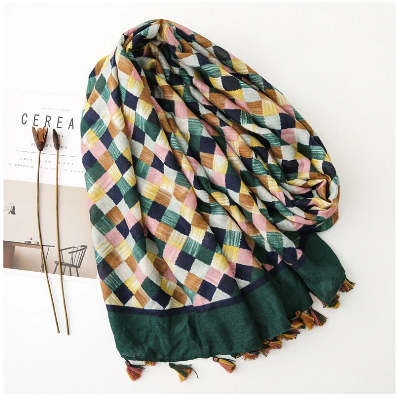 Fashion Women grid Scarf Long size 180x90cm Cotton scarves Winter Lady Scarves Soft Shawl Wrap Scarf Elegant for Christmas  (19)