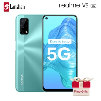 شراءهاتف خلوي أصلي 5G Realme V5 Mediatek 720 بشاشة 90 هرتز معدل تحديث هاتف محمول سلقي 5000mAh30W كاميرا 48 ميغا بيكسل رباعي 6 جيجا بايت 128 جيجا بايت