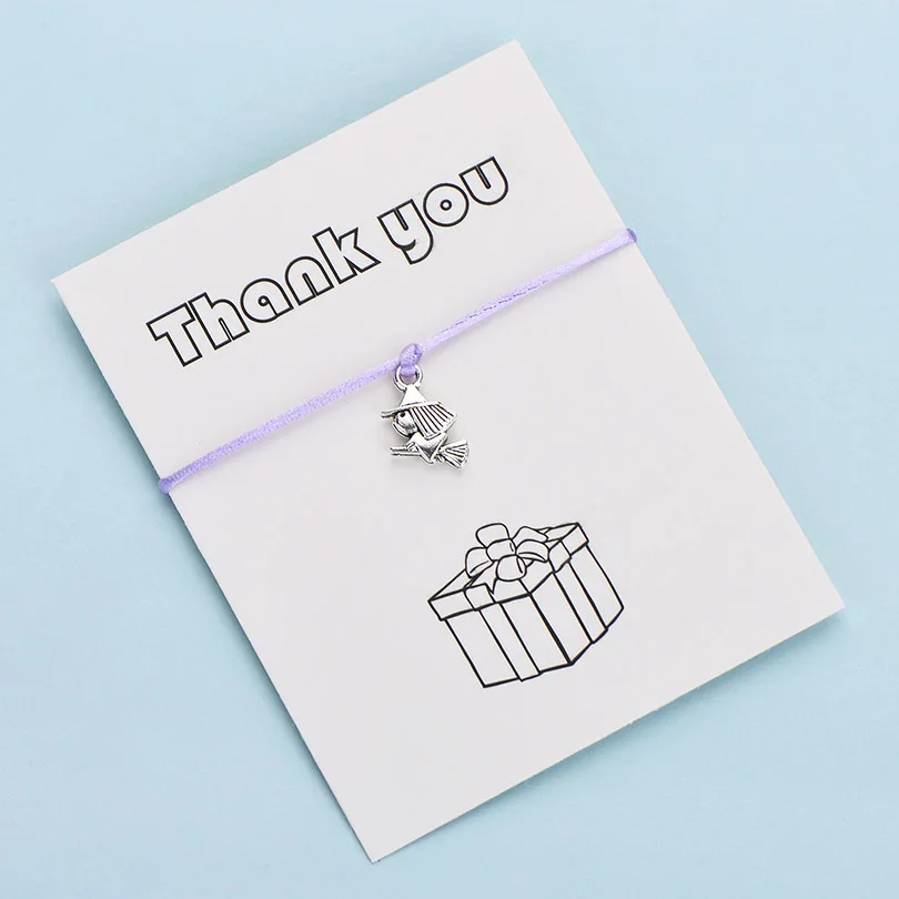 IYOE Wish Card Thank You маленькая ведьма очаровательные браслеты для женщин дети счастливый красный браслет из нитей дружбы для милый подарок на день рождения