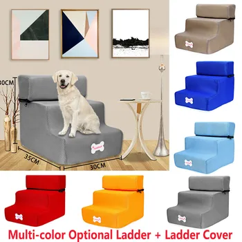 

New 3 Steps Mesh Pet Non-slip Bottom Stairs Ladder Cover Combination Doggy Steps Non-slip 3 Steps Pet Stairs Holds Up To 70 Lbs