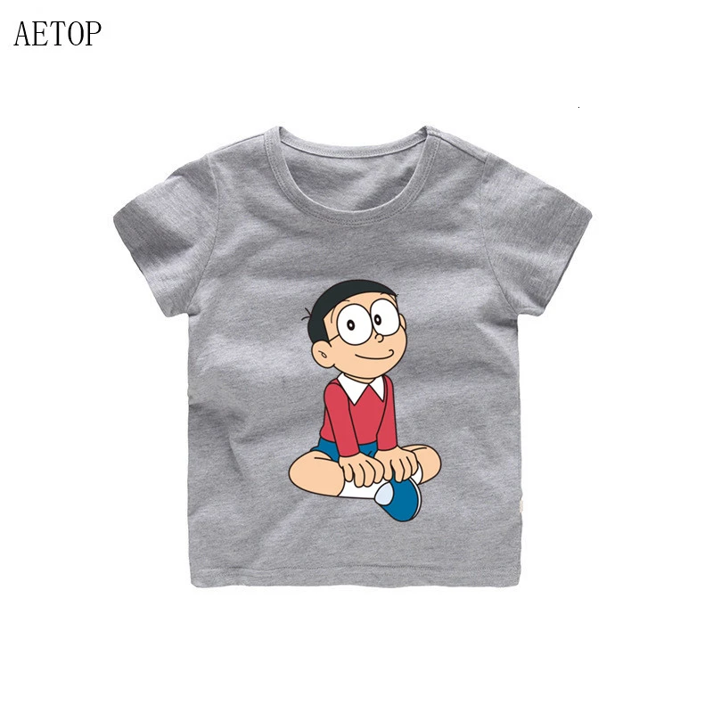 Детская футболка с принтом «Doraemon nobi nobita» для мальчиков и девочек детская футболка из натуральной кожи летние топы для малышей, футболки с рисунками - Цвет: as picture