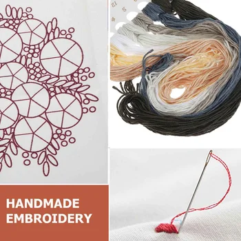 

Easy 3D Flower Embroidery Kit DIY Handmade Kit Cross -Stitch Needlework for Beginner with Bamboo Hoop Sewing Painting Home Decor