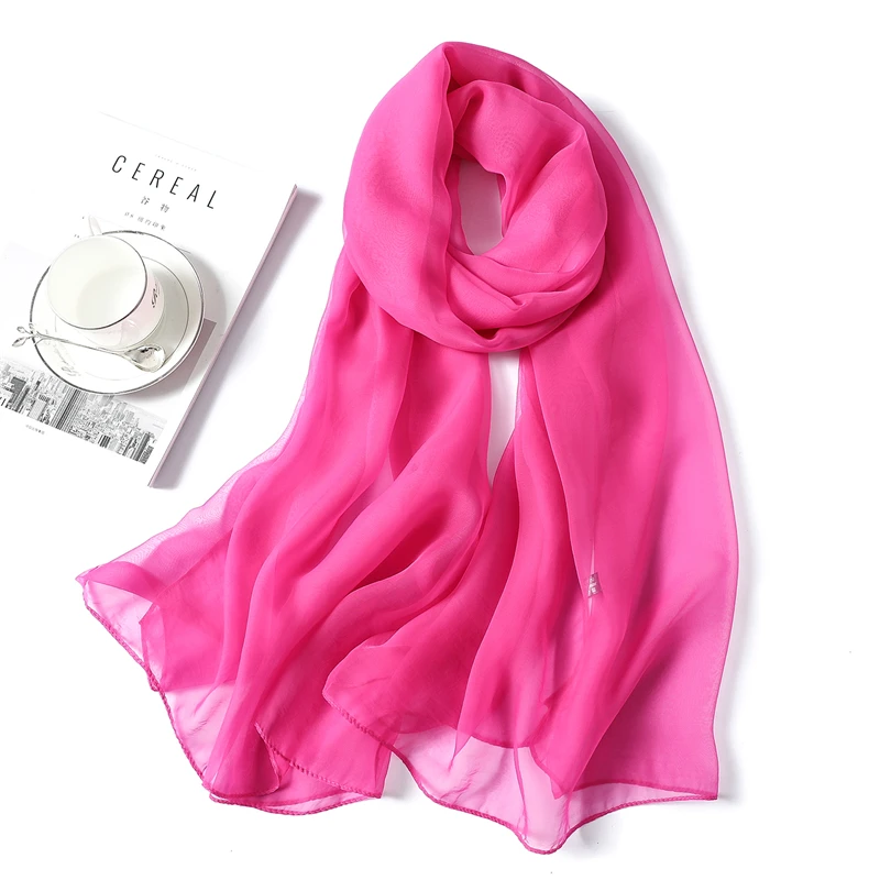 Весенне-летний женский шарф модная однотонная классическая женская одежда большого размера шелковые шарфы Hijabs Foulard женские пляжные палантины - Цвет: rose