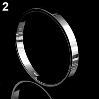 Women Men Simple Titanium Steel Plain Cuff Bangle Bracelet Xmas Gift Jewelry 2