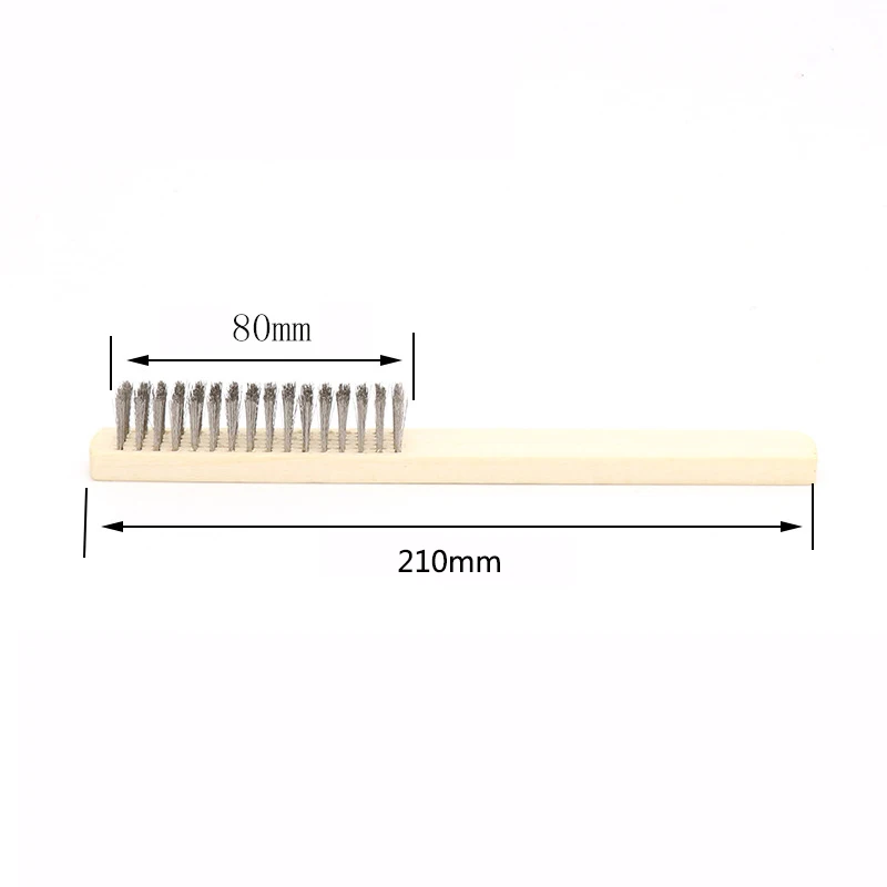 3PC Stainless Steel Wire Bristle Wood Handle Wire Brush 210mm Length