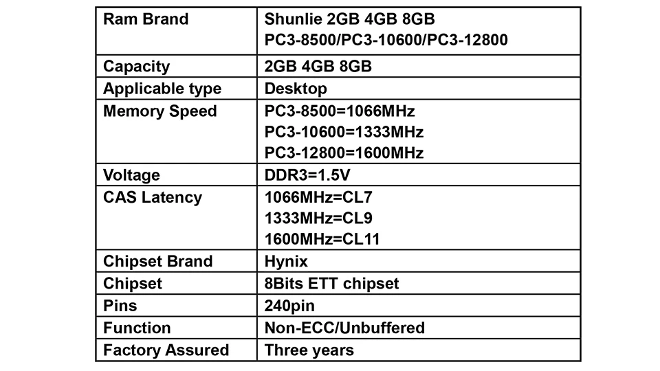 Чип Hynix DDR3 2GB 4GB 8GB 4G 8G 1066MHz 1333MHz 1600MHz настольная память 1,5 V оперативная Память DIMM