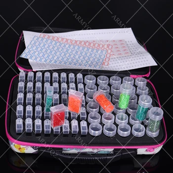 

70 Bottles Diamond Painting butterfly Box Tool Container Storage Box Carry Case Holder Hand Bag Zipper Design Shockproof Durable