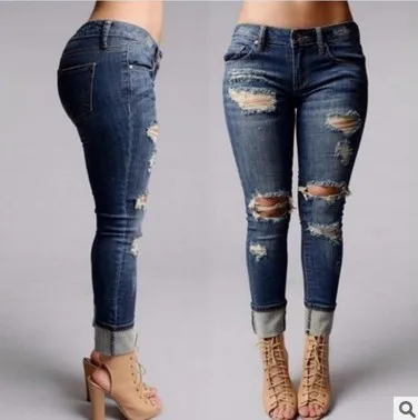 Jeans Woman Fashion Holes Slim Pencil Skinny Denim Pants  Jeans Women 2020
