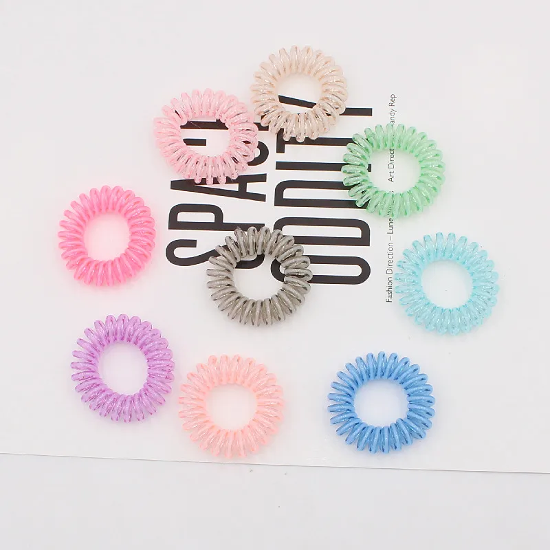 9pcs Colorful Plastic Elastic Rubber Band Small Thansparent Spiral Cord Hair Tie Ponytail Holder Women Girls Styling Hair Gum claw hair clips