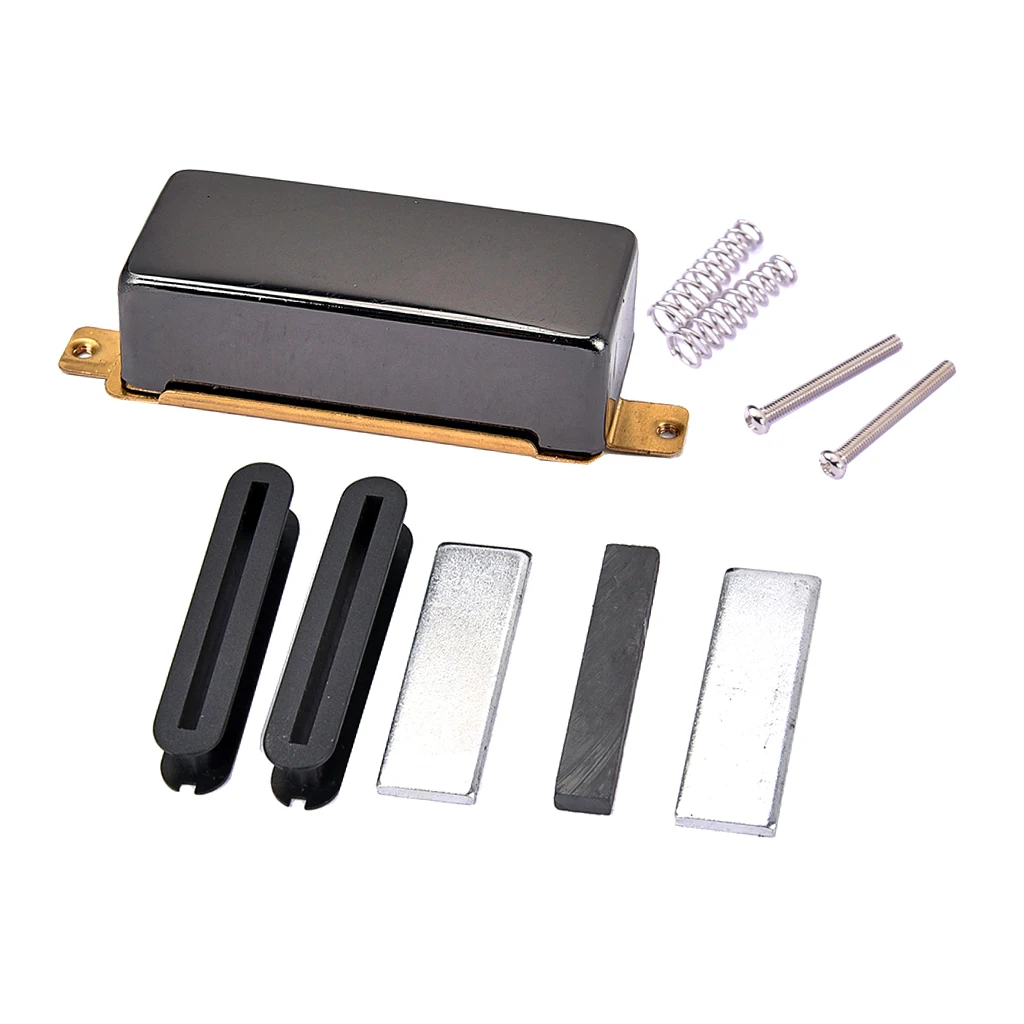 Mini Humbucker Pickup Kits Brass Pickup Cover+Baseplate+Bar Magnet for  Guitar Musical Instrument Parts