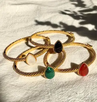 

New Hot Brand Pure 925 Sterling Silver Jewelry For Women Oval Bangle Bead Bangle Wedding Jewelry Open Gold Color Cuff Bracelet