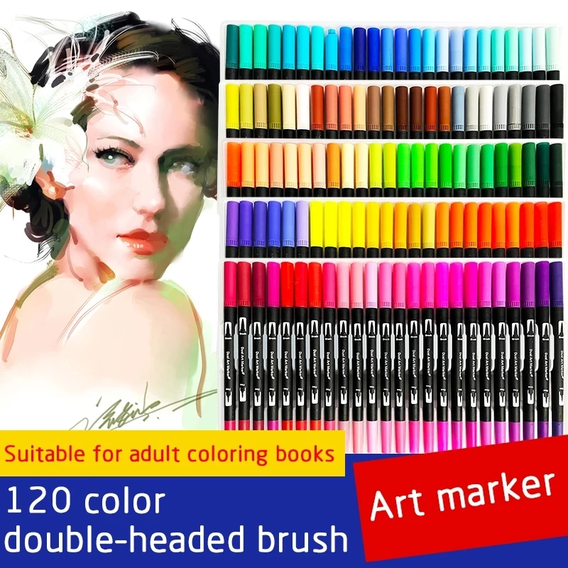 120 Colors Dual Tip Brush Art Marker Pens Coloring Markers Fine & Brush Tip  Pen For Adult Coloring Book Note Taking Art Supplier - Art Markers -  AliExpress