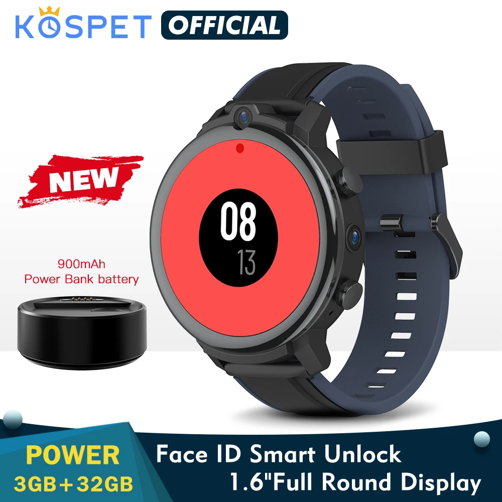 KOSPET POWER 3GB 32GB Smart Watch For Men 1.6“ Android 7.1 900mAh Dual  Cameras WIFI With Sim Card 4G Smartwatch 2020 GPS Phone|Smart Watches| -  AliExpress