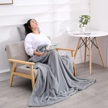 Multifunctional double European-style bunny cashmere sofa single lunch break blanket solid color bunny fur blanket fur blanket small bunny s blue blanket new ed