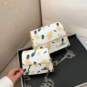 

Casual Plant Print Women Chain Shoulder Handbag PU Leather Small Crossbody Bag Fashion Exquisite Shopping Bag